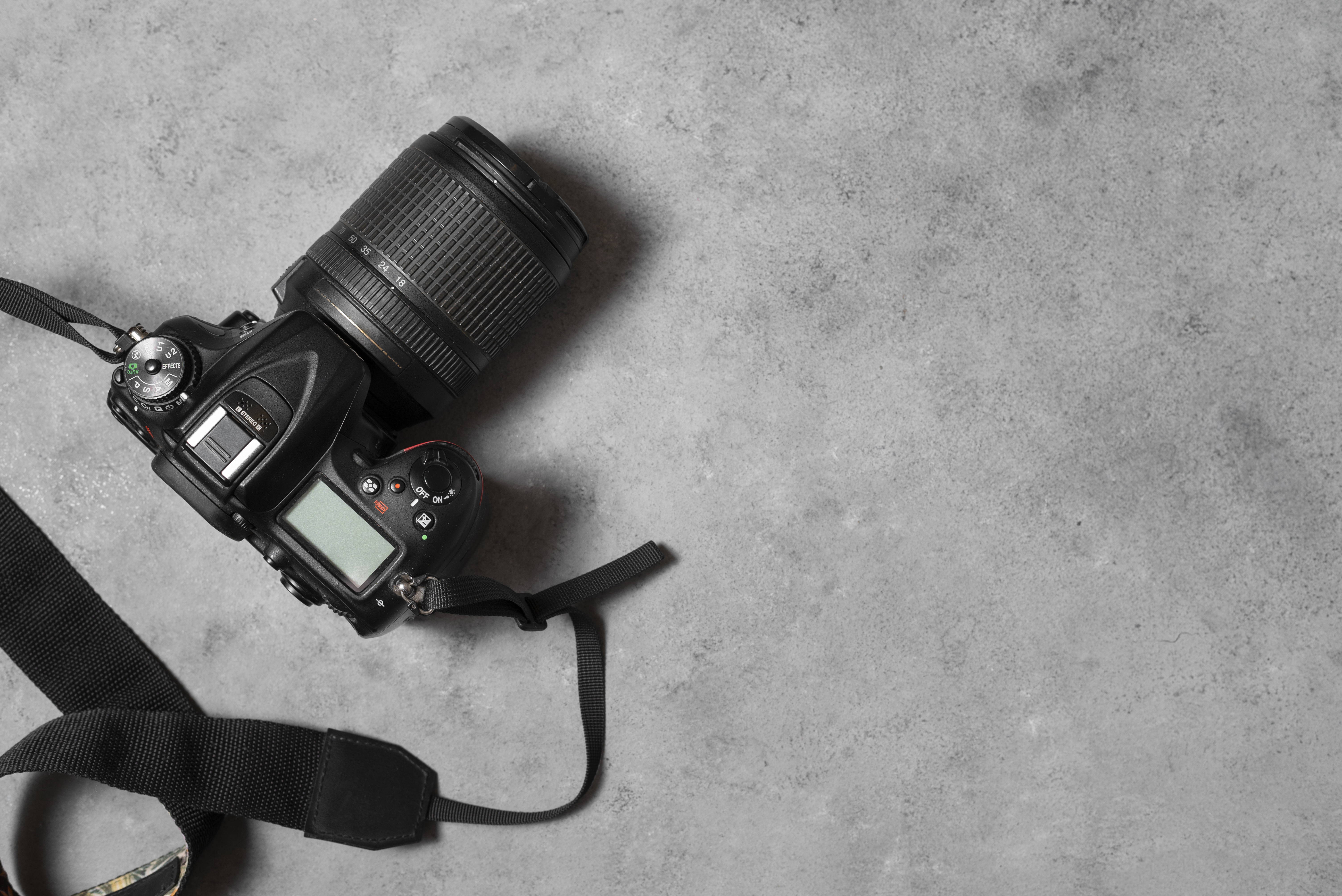 Bovenaanzicht fotocamera voor bedrijfsfotografie